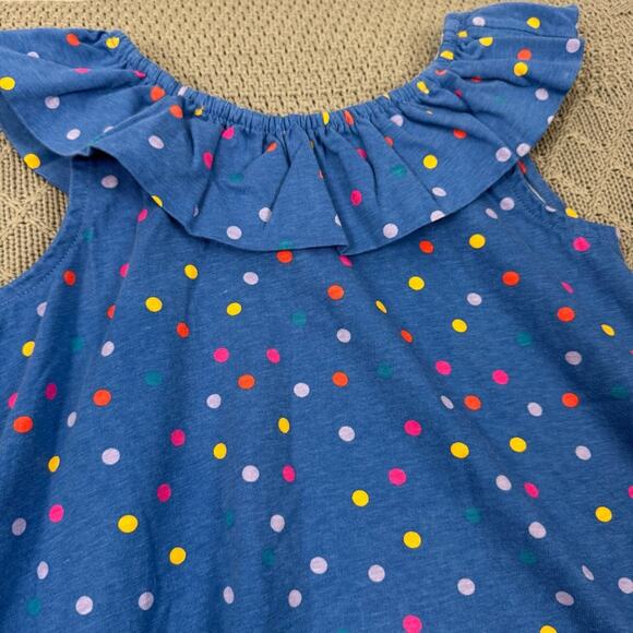 Hanna Andersson Ruffle Neck Swing Dress Polka Dot Lookout Blue Dress ~ 6/7 - Picture 2 of 8